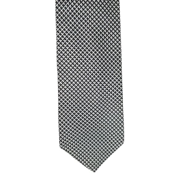 Fratelli Moda Men's Black & White Silk Patterned Tie - Picture 2 of 4